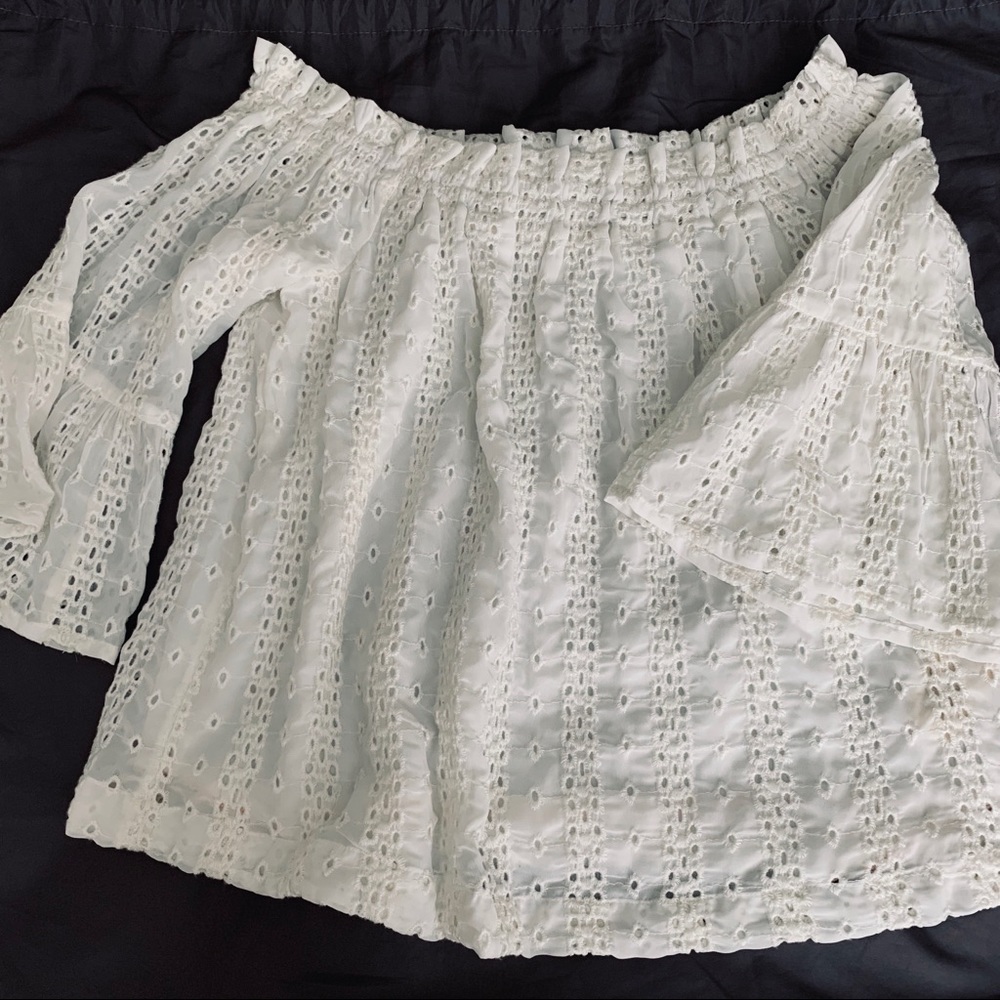 Floreat off the shoulder eyelet blouse